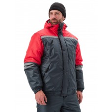 Костюм зимний "СТИМ" куртка/полукомб. цвет: т.серый/красный