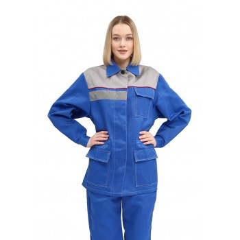 Костюм женский "УДАРНИК" куртка/брюки, цвет: василек/св.серый