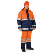 Костюм Сигнал-Р утепленный куртка/полукомб. цвет: оранжевый/т.синий